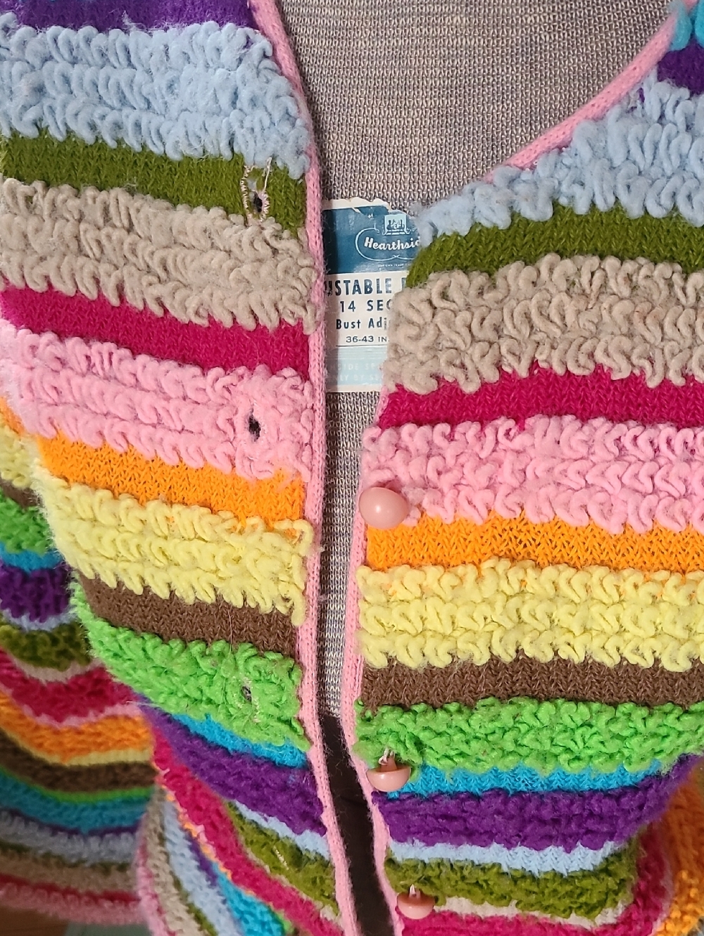 1960s Rainbow Stripe Cardigan By SUSAN CLARK - Picture 3 of 7
